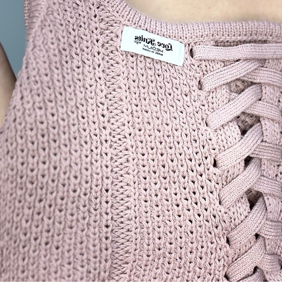 Corset Knit Square Neck Lace Up Back Top - Picture 7 of 7